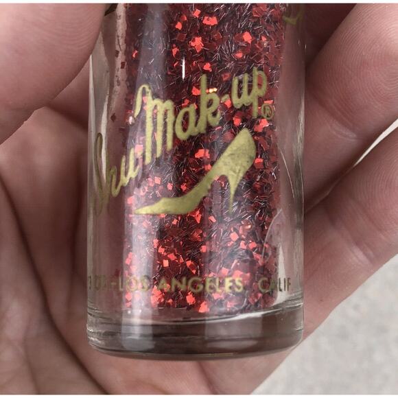 Vintage Shu-mark-up Red Glitter‎ Double Plated Glass Jar USA Made - Picture 5 of 5